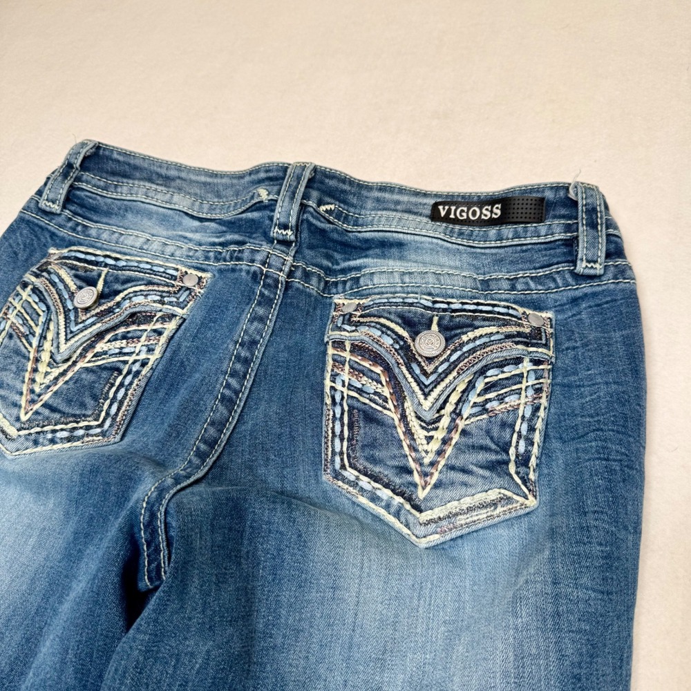 Vigoss Heritage Fit Bootcut Jeans Womens Size 10 L32 Embroidered Pocket Denim - Picture 8 of 8